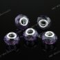 5X LIGHT PURPLE CRYSTAL GLASS CHARM BEAD FIT BRACELET