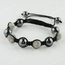 Best Gift Czech Crystal Disco Ball Hematite Macrame Adjustable Hip Hop Bracelet
