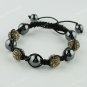 Best Gift Czech Crystal Disco Ball Hematite Macrame Adjustable Hip Hop Bracelet