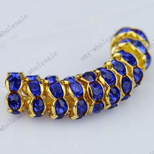 4X8mm Deep Blue Big Hole Beads Crystal Spacer Golden Beads Finding 10x