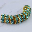 4X8mm Lake Blue Big Hole Beads Crystal Spacer Golden Beads Finding 10x