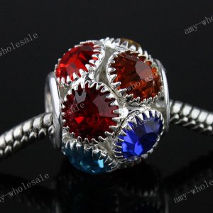 1x Multicolor Crystal European Spacer Loose Beads Findings Fit Bracelet
