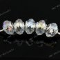 5PCS CLEAR AB CRYSTAL GLASS BIG HOLE FACETED BEADS