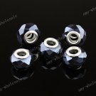 5X BLACK CRYSTAL GLASS BIG HOLE FACETED BEAD FIT ALL
