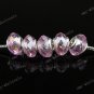 FACETED PINK AB CRYSTAL GLASS BEADS FINDINGS CHARM 5PCS