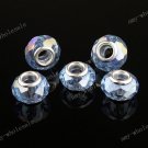 5X LIGHT BLUE AB CRYSTAL GLASS FACETED BIG HOLE BEAD