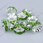 WHOLE SALE 8MM LIGHT GREEN CRYSTAL SILVER SPACER BEADS FINDINGS 100PCS