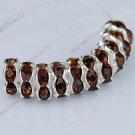 WHOLE SALE 8MM COFFEE CRYSTAL SILVER SPACER BEADS FINDINGS 100PCS