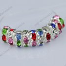 WHOLE SALE 8MM MULTICOLOR CRYSTAL SILVER SPACER BEADS FINDINGS 100PCS
