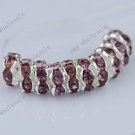100PCS LIGHT PURPLE CRYSTAL SILVER SPACER BEADS FINDINGS WHOLE SALE