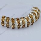 100PCS 8MM LIGHT GOLDEN CRYSTAL SILVER SPACER BEADS FINDING WHOLE SALE