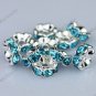 WHOLE SALE 8MM OCEAN BLUE CRYSTAL SILVER SPACER BEADS FINDINGS 100PCS