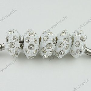 5x Clear Crystal European Big Hole Loose Charm Beads Finding Fit Bracelet 6X12m