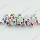 5x Multicolor Crystal European Big Hole Loose Charm Beads Finding Fit Bracelet