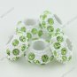 5x Light Green Crystal ResinEuropean Big Hole Loose Charm Finding Fit Bracelet