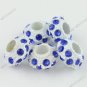 5x Blue Crystal Resin European Big Hole Loose Charm Beads Finding Fit Bracelet