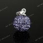 DEEP VIOLET CZECH CRYSTAL  DISCO BALL AUTHENTIC 925 SILVER PENDANT 10mm
