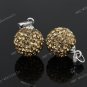 LIGHT GOLDEN CZECH CRYSTAL  DISCO BALL AUTHENTIC925 SILVER PENDANT 10mm