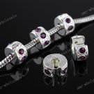20x Deep Purple Crystal European Silver Stopper Beads WHOLE SALE