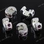 20x Deep Purple Crystal European Silver Stopper Beads WHOLE SALE