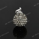 TRUE GRAY CZECH CRYSTAL DISCO BALL AUTHENTIC  925 SILVER PENDANT 10mm