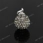 TRUE GRAY CZECH CRYSTAL DISCO BALL AUTHENTIC  925 SILVER PENDANT 10mm