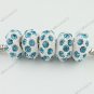 5x Peacock Blue Crystal Resin European Big Hole Loose Charm Beads  Fit Bracelet