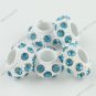 5x Peacock Blue Crystal Resin European Big Hole Loose Charm Beads  Fit Bracelet