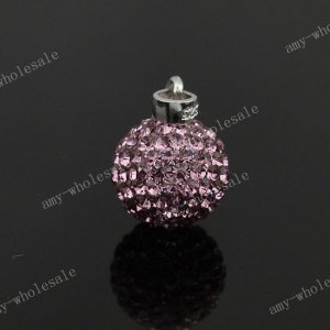 LIGHT PURPLE SWAYOVSKI CRYSTAL DISCO BALL AUTHENTIC TRUE 925 SILVER PENDANT