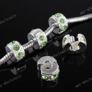 20x Light Green Crystal Silver Stopper Beads Findings
