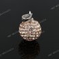 PEACH CZECH CRYSTAL DISCO BALL AUTHENTIC 925 SILVER PENDANT 10mm