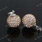 PEACH CZECH CRYSTAL DISCO BALL AUTHENTIC 925 SILVER PENDANT 10mm