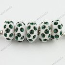5x Deep Green Crystal Resin European Big Hole Loose Charm Beads Fit Bracelet