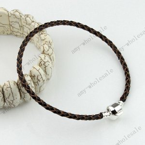 50x Coffee Leather Bracelet Wholesale Emboss Snake European Fit Beads 23MM