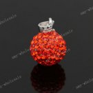 SALMON PINK CZECH CRYSTAL DISCO BALL AUTHENTIC  925 SILVER PENDANT 10mm