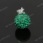 DARK GREEN CZECH CRYSTAL  DISCO BALL AUTHENTIC 925 SILVER PENDANT 10mm
