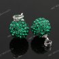 DARK GREEN CZECH CRYSTAL  DISCO BALL AUTHENTIC 925 SILVER PENDANT 10mm