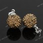COFFEE CZECH CRYSTAL  DISCO BALL AUTHENTIC 925 SILVER PENDANT 10mm