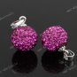 FUCHSIA CZECH CRYSTAL DISCO BALL AUTHENTIC  925 SILVER PENDANT 10mm