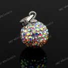 COLORFUL CZECH CRYSTAL DISCO BALL AUTHENTIC 925 SILVER PENDANT 10mm