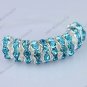 WHOLESALE OCEAN BLUE  SILVER PLATED CRYSTAL SPACER BEAD FINDINGS 50PCS