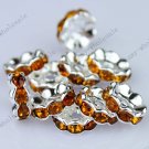 50PCS GOLDEN  SILVER PLATED CRYSTAL HOLE SPACER BEAD FINDINGS 4X10MM