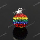 SWAROVSKI CRYSTAL AUTHENTIC 925 STERLING SILVER BALL CHARM PENDANT 10MM