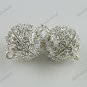 50X CLEAR CRYSTAL SILVER MAGNETIC ROUND BALL BIG CLASP FINDINGS WHOLESALE 16MM
