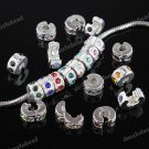 60X MIX CRYSTAL EUROPEAN SILVER STOPPER CHARM BEADS FINDINGS WHOLESALE LOTS