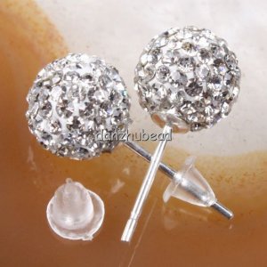 TRUE 925 STERLING SILVER SWAROVSKI CRYSTAL FASHION STUD EARRINGS 8MM
