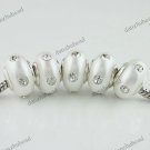5X CLEAR CRYSTAL WHITE POLYMER CLAY EUROPEAN BIG HOLE CHARM LOOSE BEADS FINDINGS