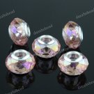 20X PEACH AB FACETED CRYSTAL GLASS EUROPEAN CHARM BEADS FINDINGS WHOLESALE