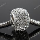 1PC CLEAR SWAROVSKI CRYSTAL TRUE 925 SILVER SQUARE EUROPEAN CHARM BEAD
