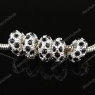 100X BLACK CRYSTAL SILVER SPACER EUROPEAN CHARM BEADS FINDINGS WHOLESALE LOTS